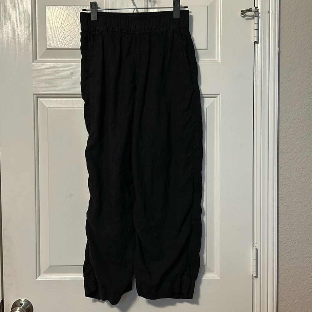 TAHARI essentials 100% Linen Black Pants Size XS